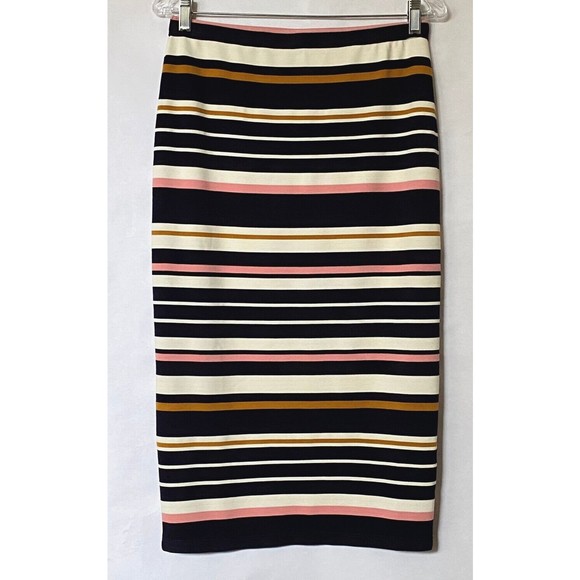 Max Studio Skirt Womens Small Multicolor Stripes NWT Stretch Career - Picture 2 of 11